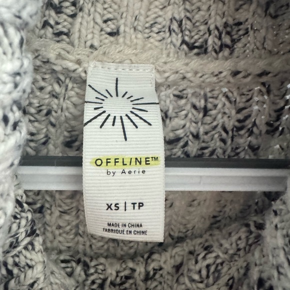 Aerie Offline Oversized Cotton Turtleneck Chunky Knit Sweater XS Longsleeve - Picture 5 of 5